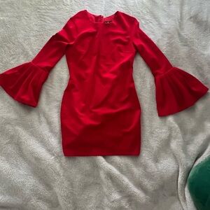 Lulu's Vibrant Red Long Sleeve Dress